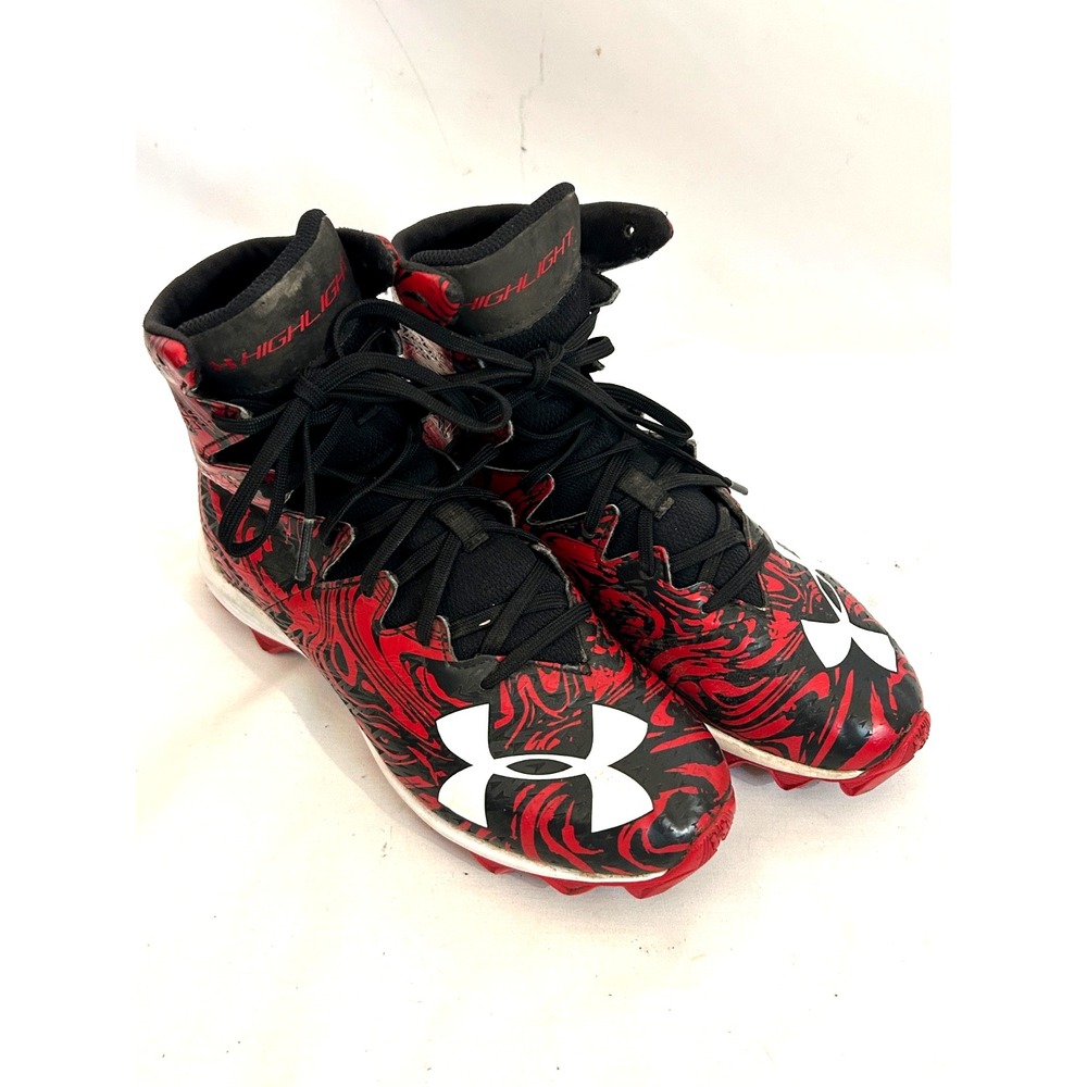 UA Under Armour Highlight Lux Men's 5.5‎ Football Cleats Black Red 1289772-061